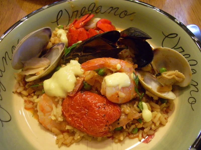 Terri's Table Shellfish and Chicken Paella with Lemon Aioli